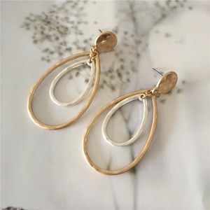 Brushed Gold & Silver Handcrafted Earrings 2”